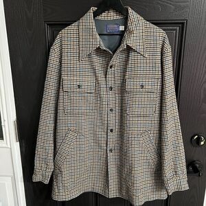 Vintage Pendleton Houndstooth Wool Shirt Jacket Size XL